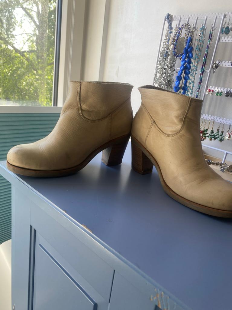 Shabbies Amsterdam leren enkellaarzen, Kleding | Dames, Beige, Lage of Enkellaarzen, Ophalen of Verzenden, Gedragen
