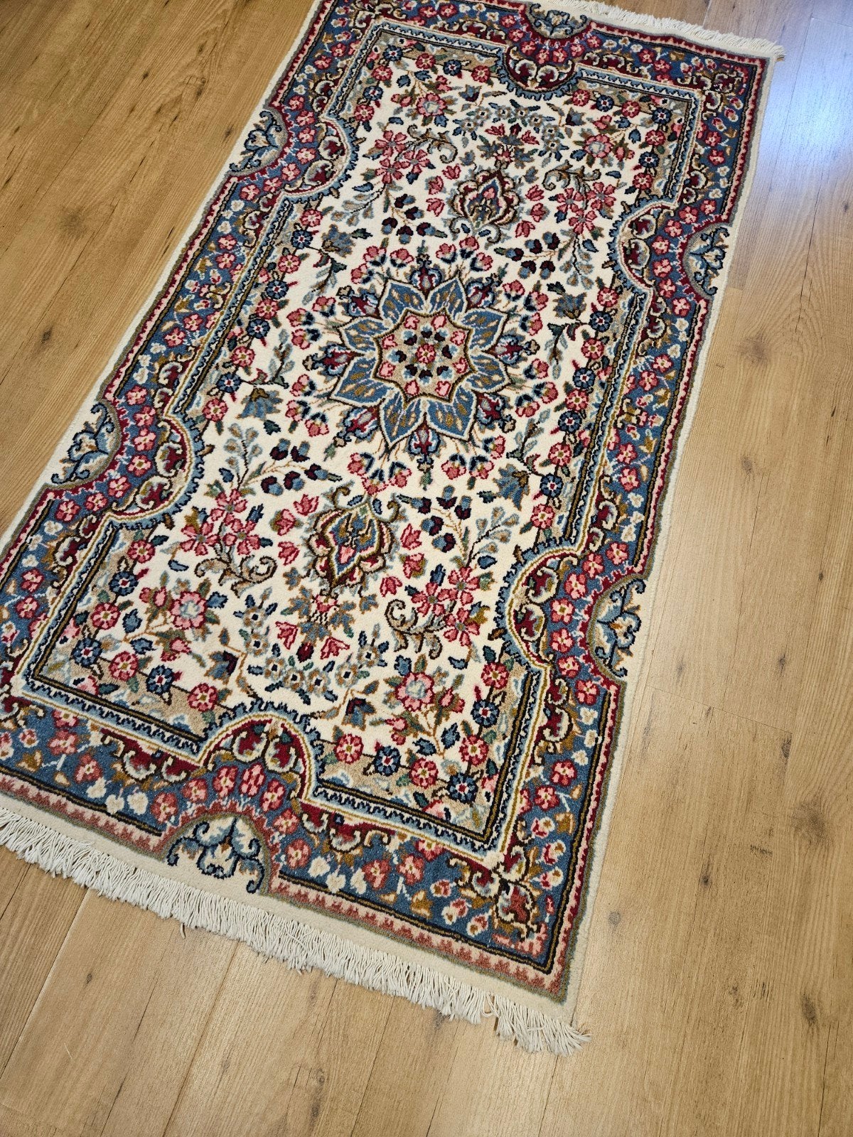 Handgeknoopt perzisch tapijt kirman 170x86, Info@SlatsAntiek.nl, Crème, Perzisch, Vof Slats Antiek