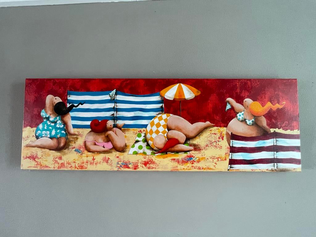 Schilderij Susan Ruiter - Strandtafereel 0.50x1.50m, Ophalen