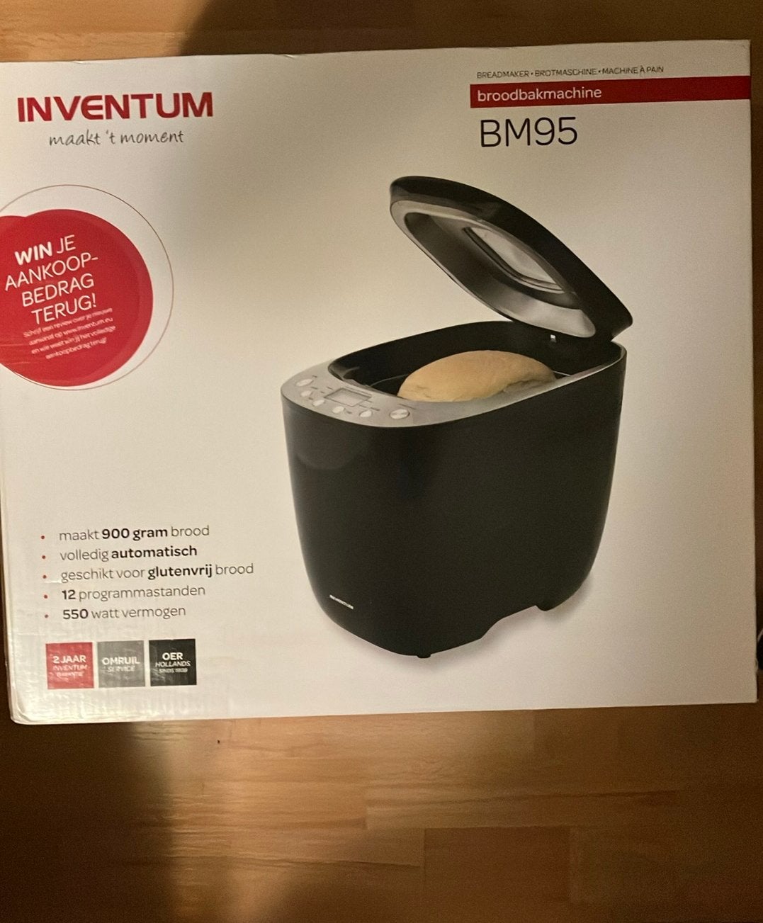 NIEUWE Inventum Broodbakmachine BM95, Witgoed en Apparatuur, Broodbakmachines, Met timer, Meer dan 10 programma's, 800 tot 1200 gram deeg