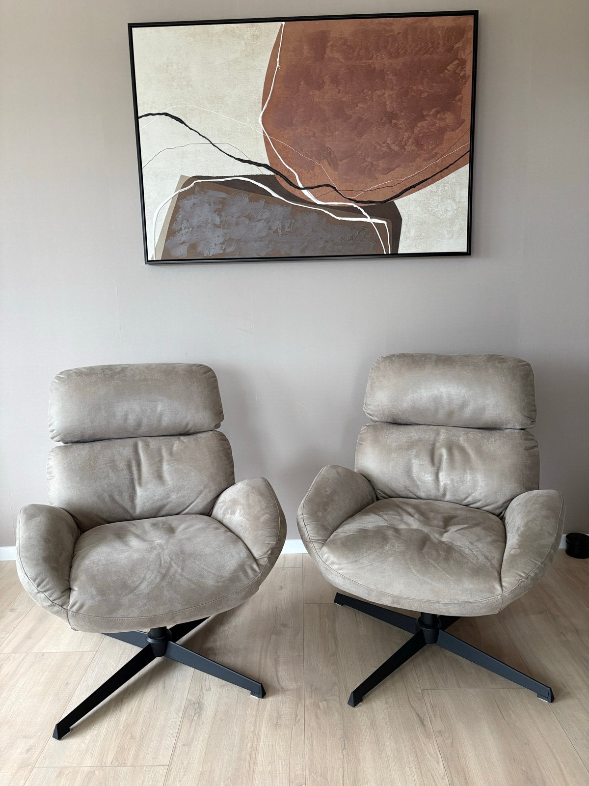 Twee comfortabele draaibare fauteuils - Zo goed als nieuw, Huis en Inrichting, Stoelen, Ophalen, Twee, Overige kleuren, Zo goed als nieuw
