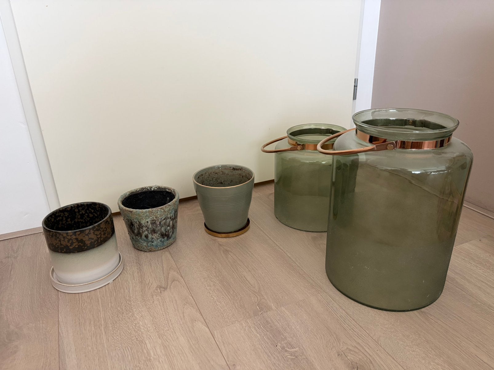 Bloempotten / plantenpotten en windlichten groen, Ophalen, Overige materialen, Gebruikt, Overige kleuren