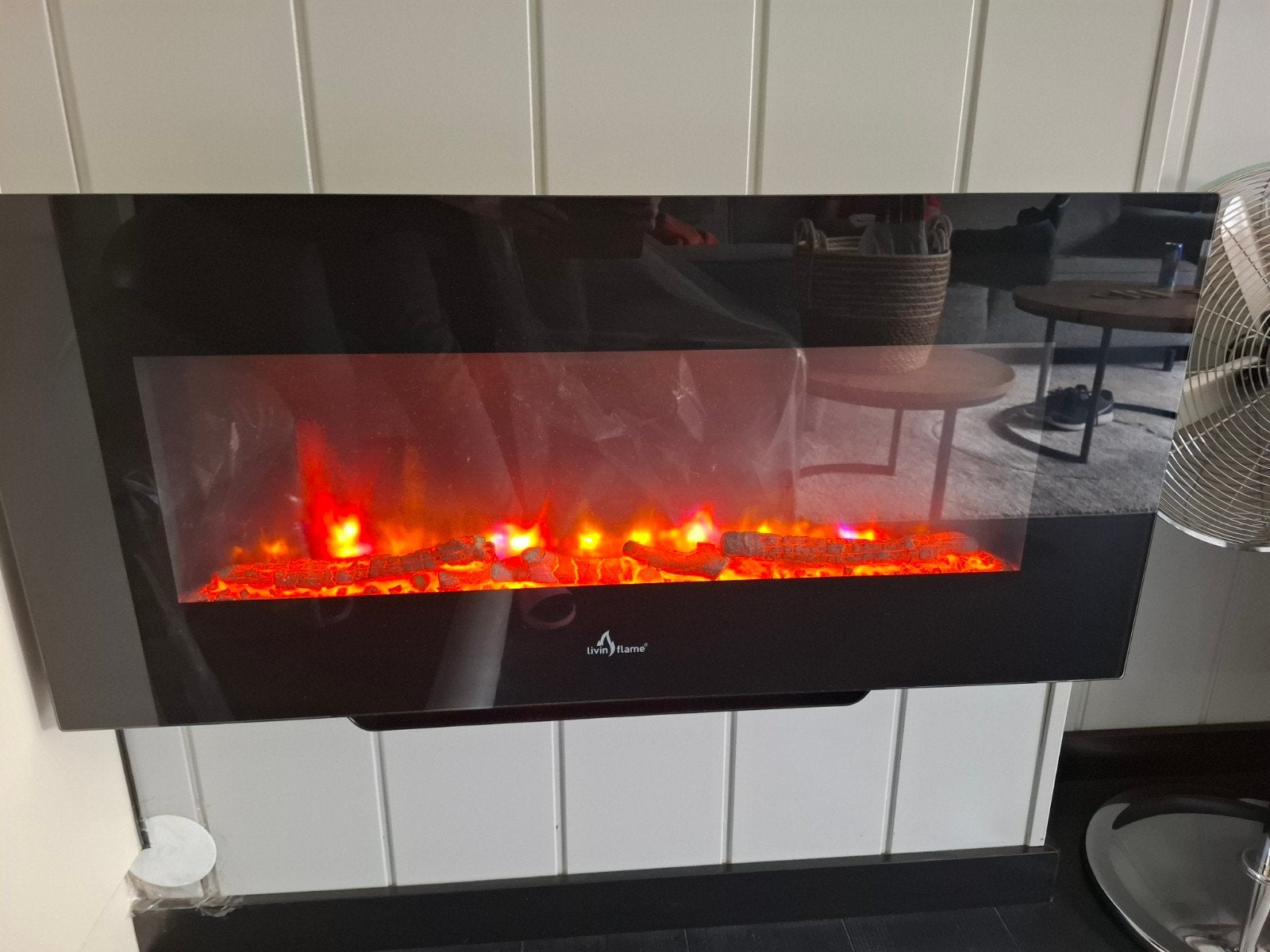 Elektrische haard Livin'flame, Huis en Inrichting, Ophalen, Zo goed als nieuw, Hangende haard, Elektrische haard