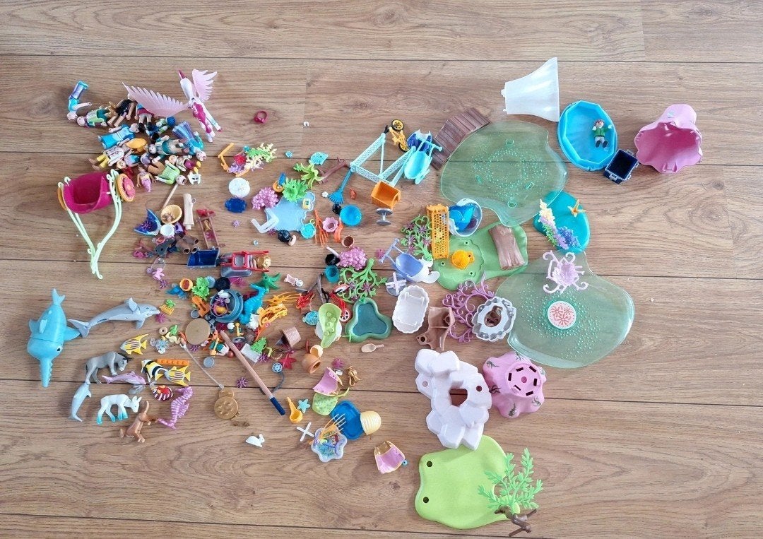 Grote Playmobil set met poppetjes, dieren en accessoires, Ophalen of Verzenden, Gebruikt, Losse onderdelen, Figuren