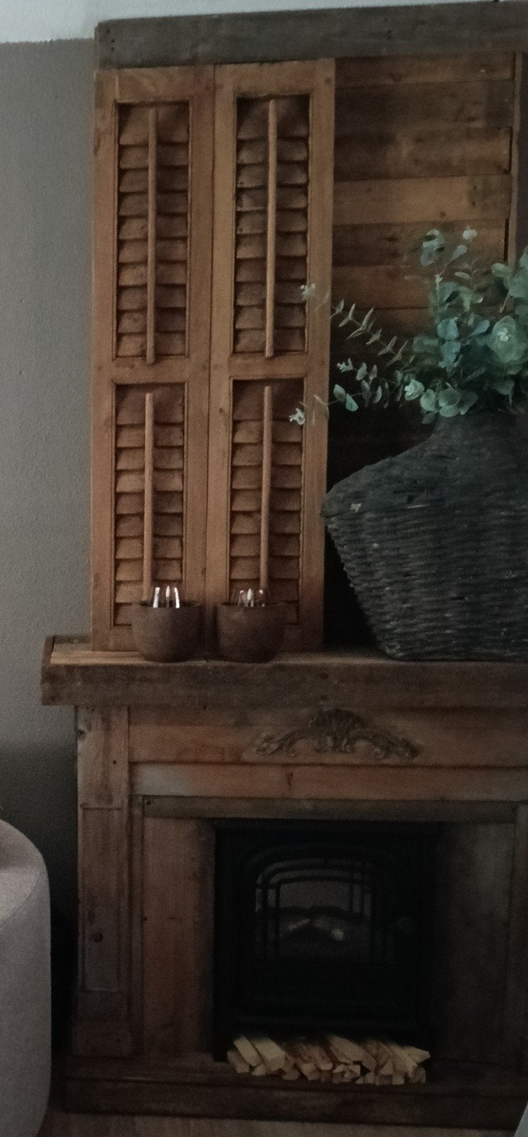 Set houten sobere/brocant Louvre luiken/kamerscherm/shutters, Huis en Inrichting, Ophalen, Zo goed als nieuw