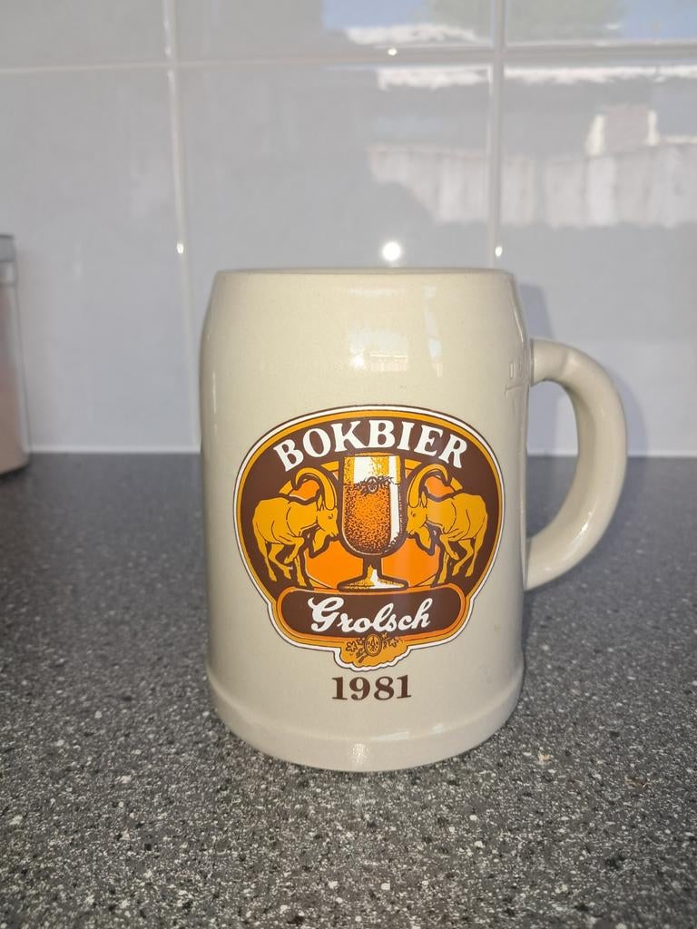 Grolsch Bokbier Pul 1981 - Vintage Bierpul, Ophalen of Verzenden, Zo goed als nieuw