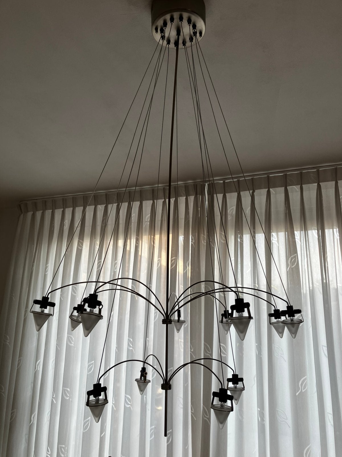 Moderne kroonluchter, Huis en Inrichting, Lampen | Kroonluchters, Ophalen, Zo goed als nieuw, Glas