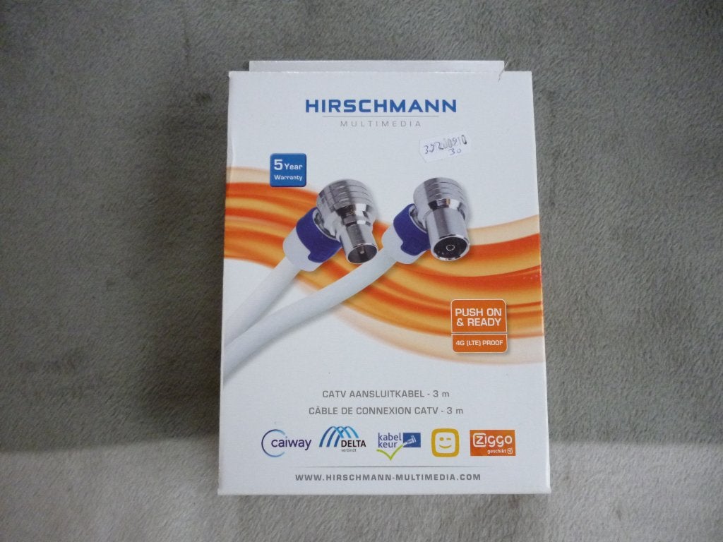 antenne kabel coaxkabel hirschmann 3 m NIEUW, Ophalen of Verzenden, Nieuw, 2 tot 5 meter, Coaxiale kabel