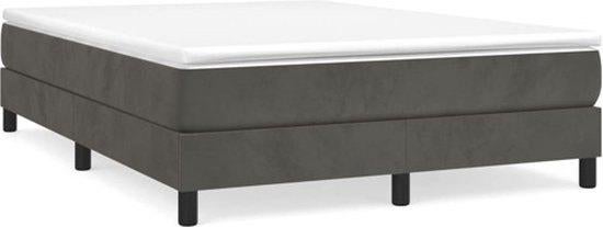 vidaXL - Boxspring - bed - 140x200 onkergrijs, Tweepersoons, Zo goed als nieuw, 140 cm, Ophalen of Verzenden