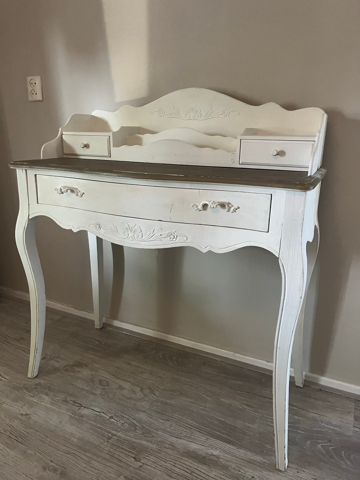 Vintage brocant Bureau - Wit make-up tafel, Gebruikt, Secretaire, Vintage, Ophalen of Verzenden