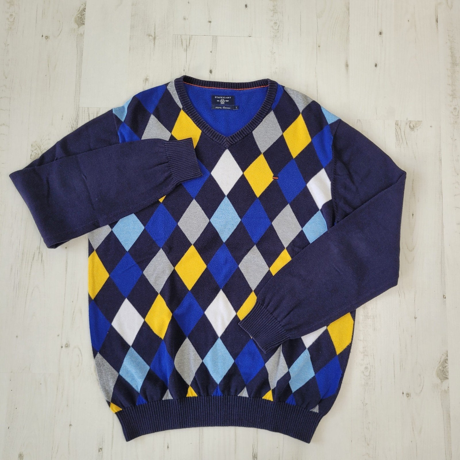 State of Art trui pullover maat L V-hals blauw, Kleding | Heren, Truien en Vesten, State of Art, Maat 52/54 (L), Blauw, Ophalen of Verzenden