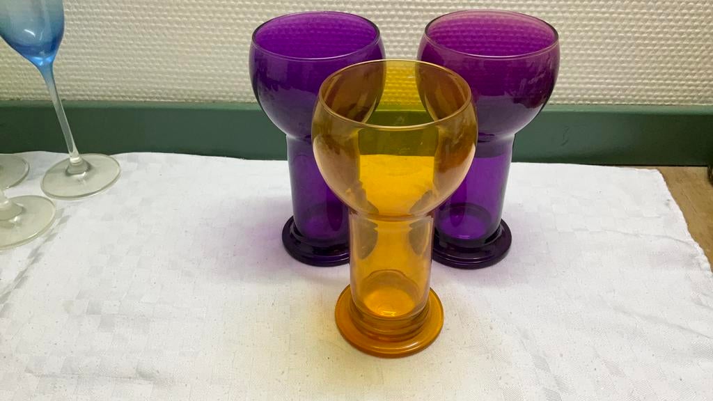 Bollenglazen, gekleurd glas, vintage. Italie, Ophalen of Verzenden, Zo goed als nieuw, Overige typen
