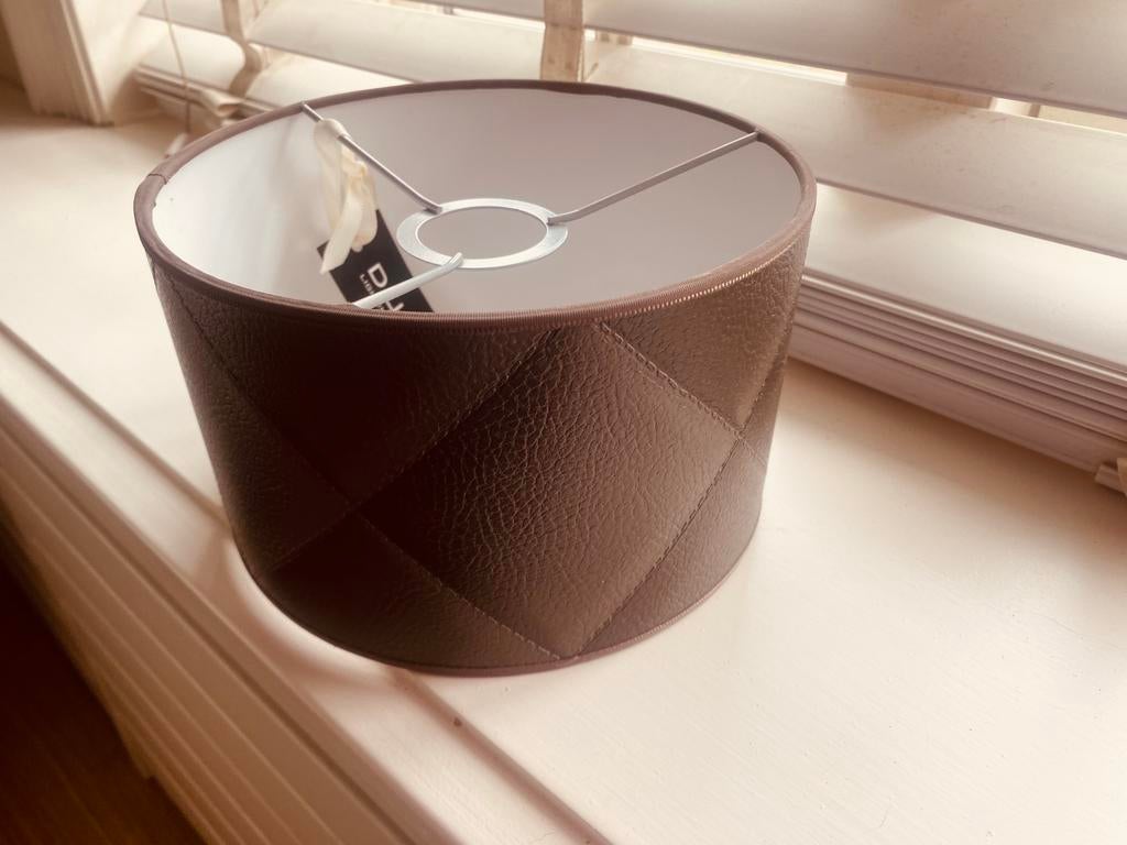 Duran bruin leren lampenkap nieuw, Bruin, Rond, Nieuw, Ophalen of Verzenden