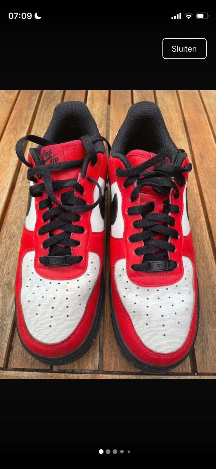 Nike Air Force 1 Sneakers Rood/Wit Maat 43, Kleding | Heren, Ophalen of Verzenden, Gedragen, Overige kleuren, Sneakers of Gympen