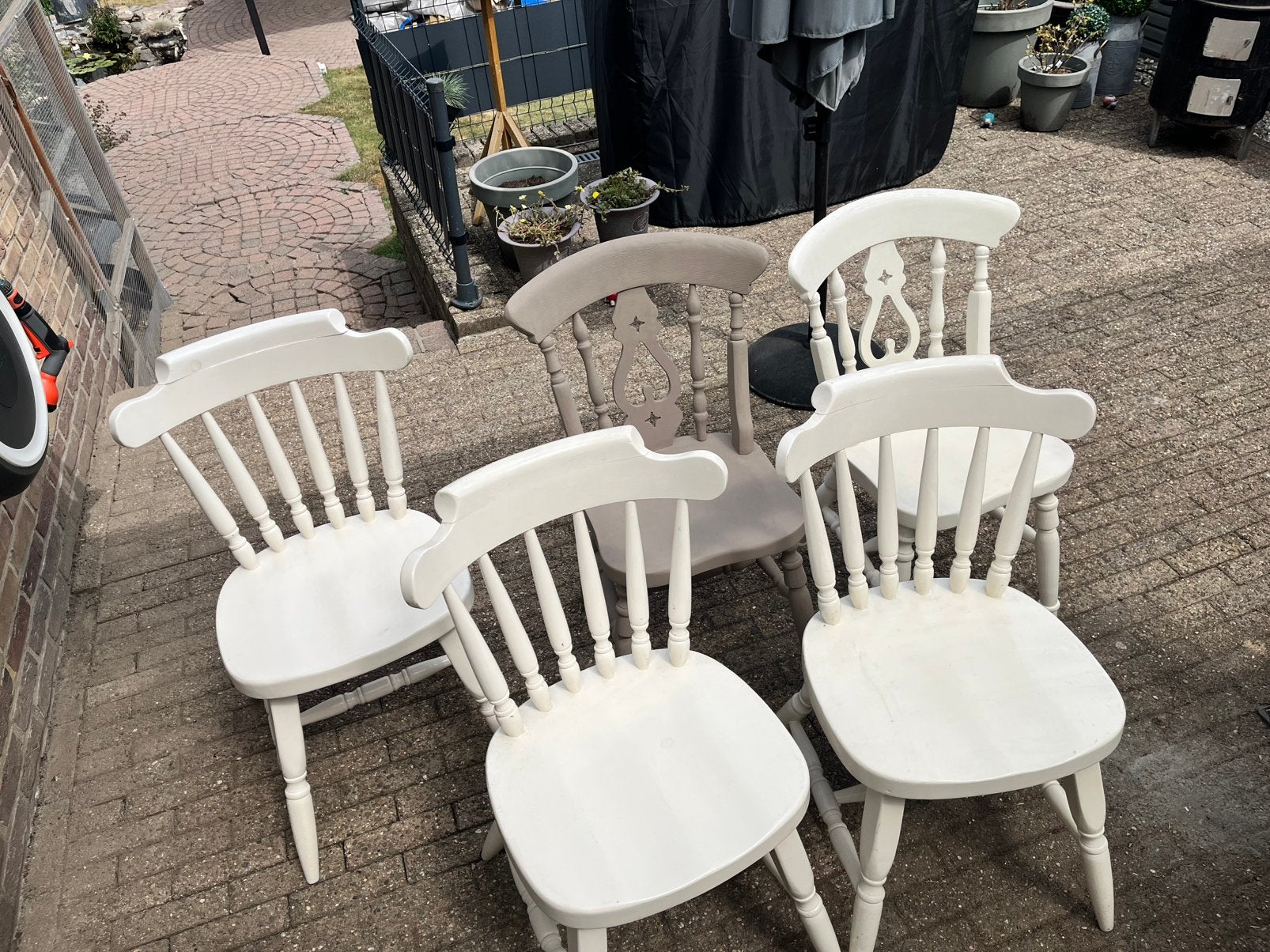 houten stoelen, Ophalen, Gebruikt, Wit, Vijf, Zes of meer stoelen