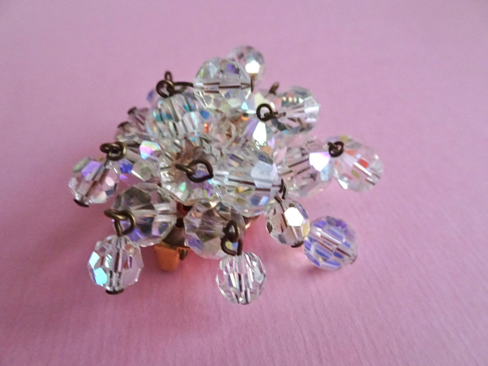 jwg Vintage 50s 60s aurora borealis kristal kralen broche, Verzenden, Overige materialen, Broche