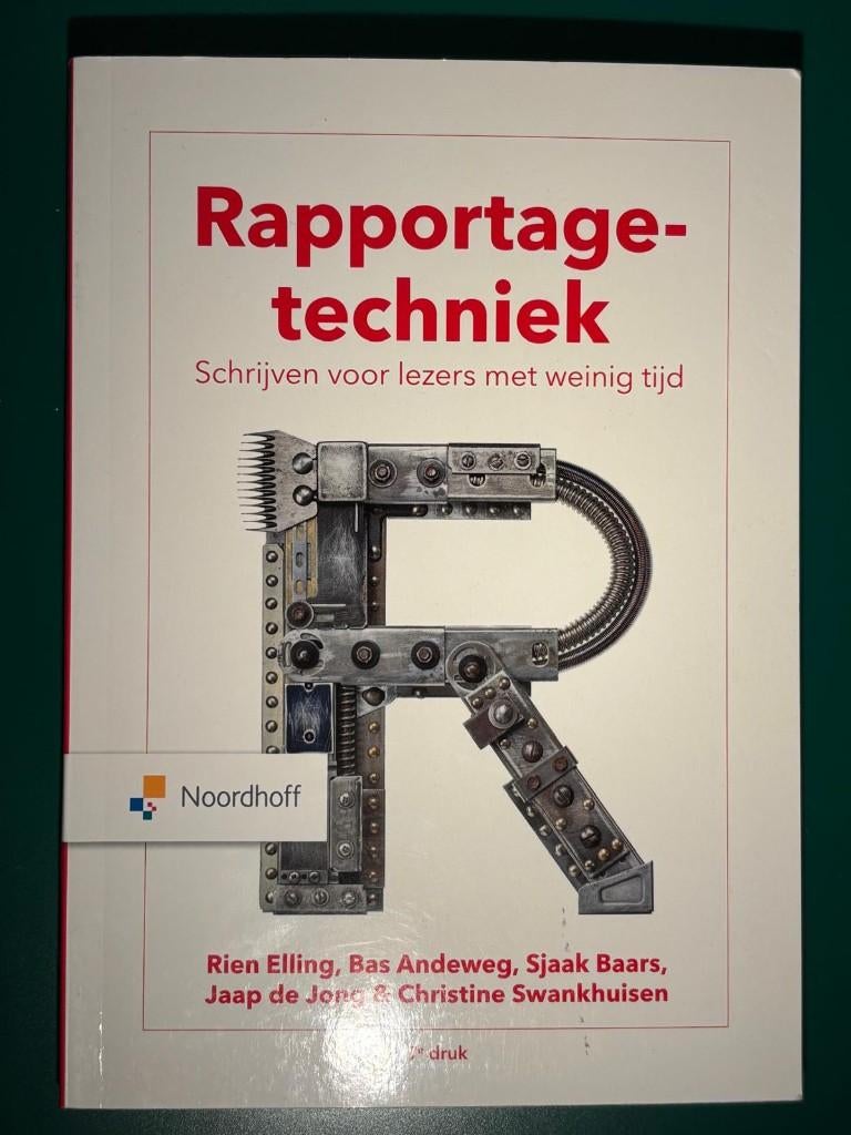 Rapportagetechniek 7e druk noordhoff, Boeken, Studieboeken en Cursussen, Gelezen, Noordhoff, Niet van toepassing, Ophalen of Verzenden