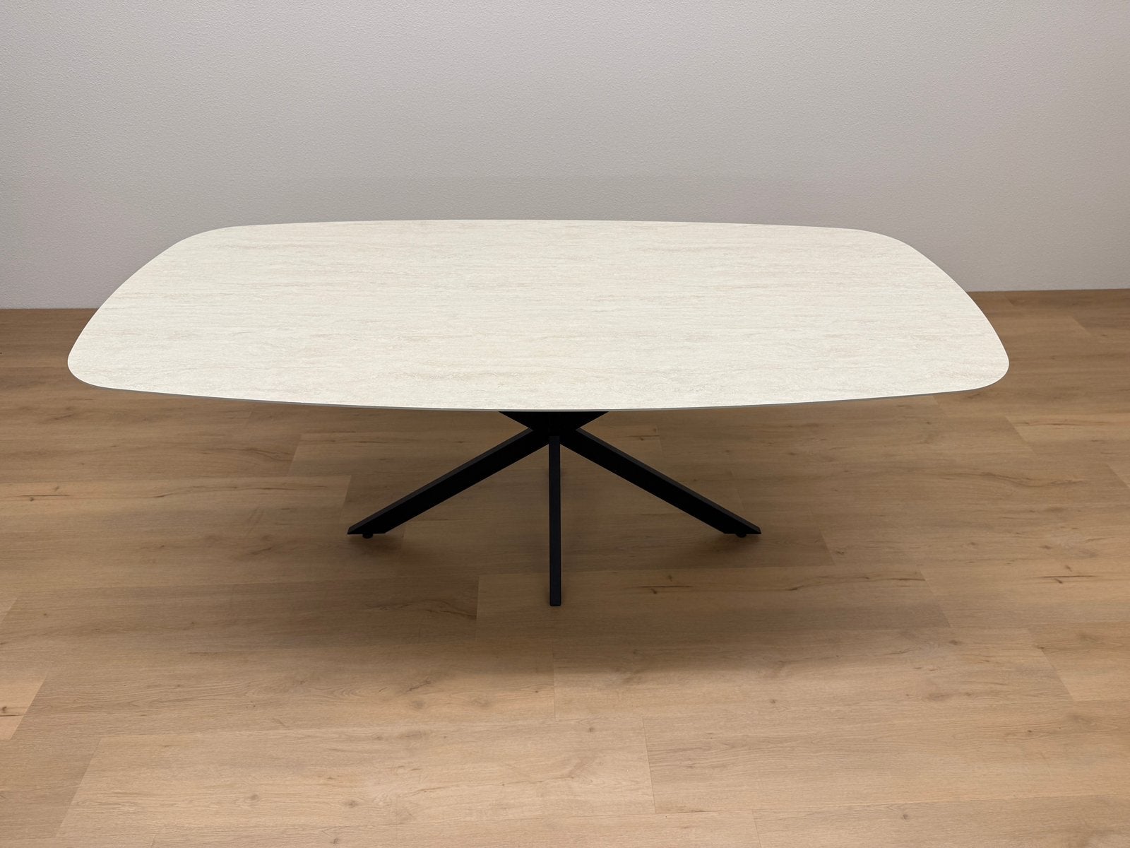 Deens ovale eettafel 200x95 - Travertin HPL - Nu leverbaar, Huis en Inrichting, 100 tot 150 cm, 200 cm of meer, Ophalen of Verzenden