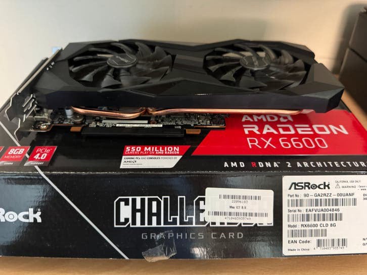 ASRock AMD Radeon RX 6600 Challenger D 8GB Grafische Kaart, GDDR6, PCI-Express 4, Ophalen of Verzenden, Zo goed als nieuw