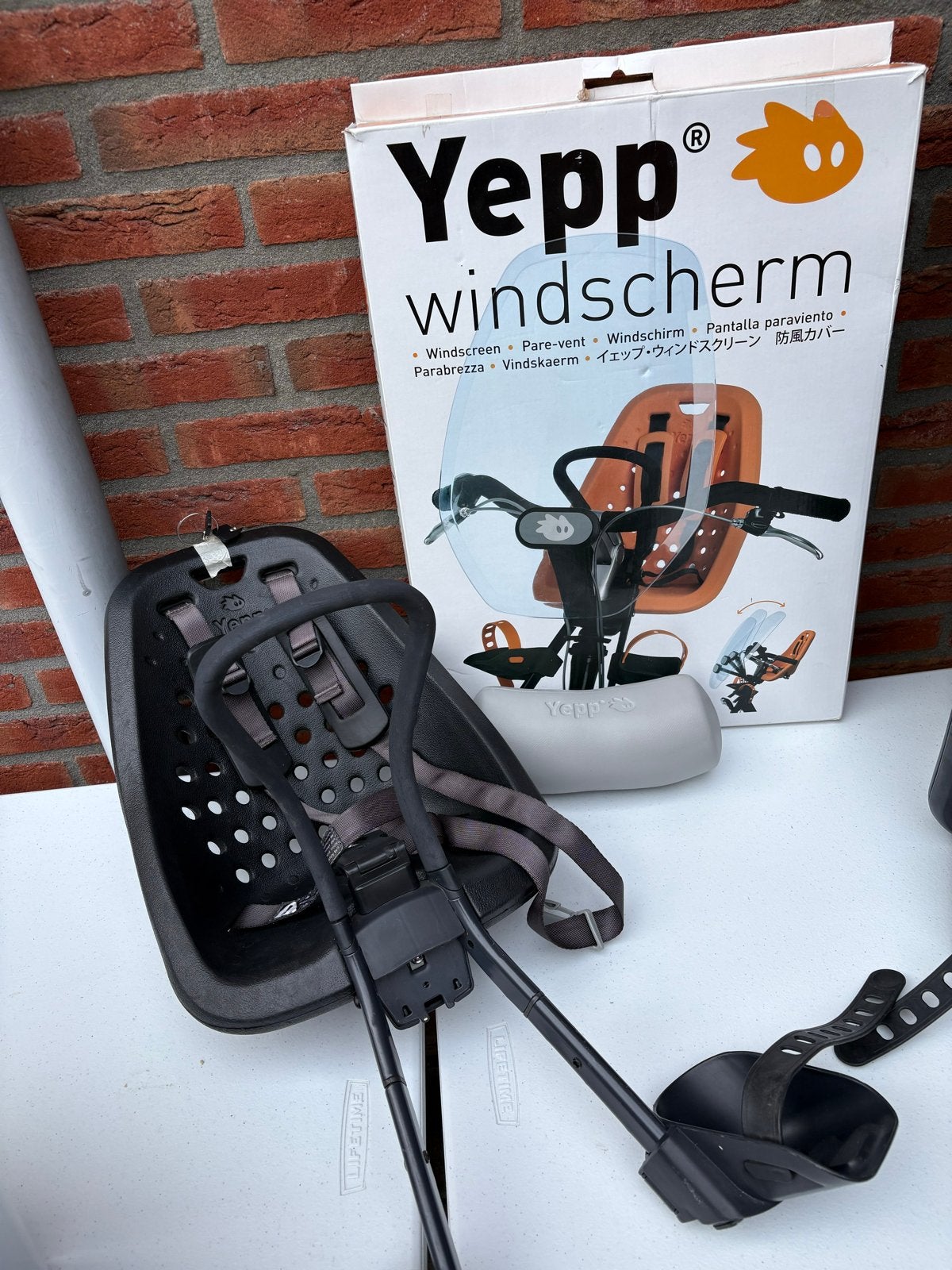 Yepp voorzitje met windscherm, Ophalen, Gebruikt, 0 t/m 13 kg, Voorzitje