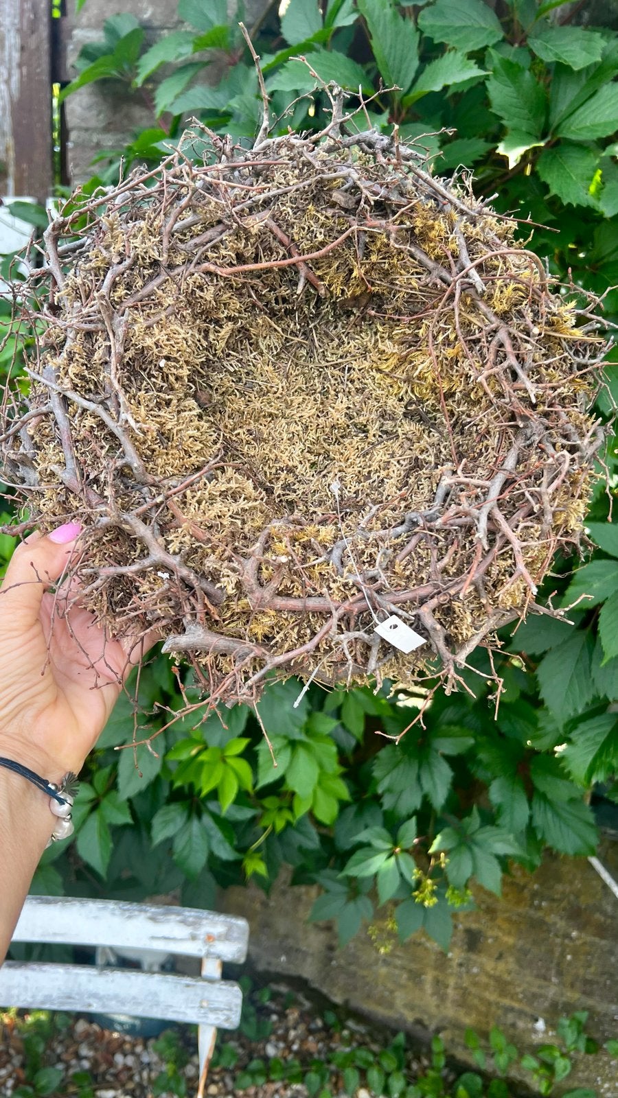 Decoratieve Nestkrans van takken en mos - 30cm doorsnee, Gebruikt, Ophalen of Verzenden, Landelijk, Natuurlijk materiaal
