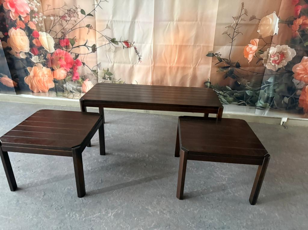 Minimalistische 3 delige tafelset 100x 44x40cm donker eiken, Ophalen, Minder dan 45 cm, Nieuw, Minimalistisch