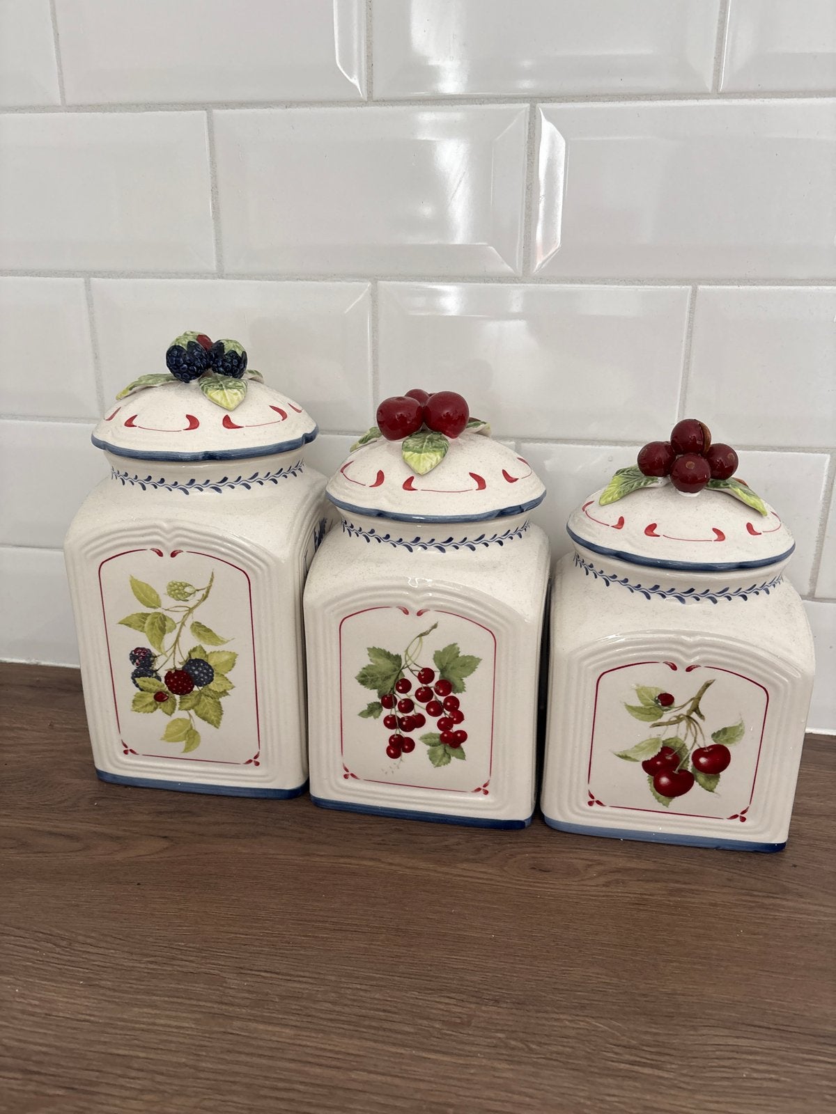 Villeroy en boch Set van 3 voorraadpotten, Ophalen of Verzenden, Zo goed als nieuw, Voorraadpot, Steen/keramiek