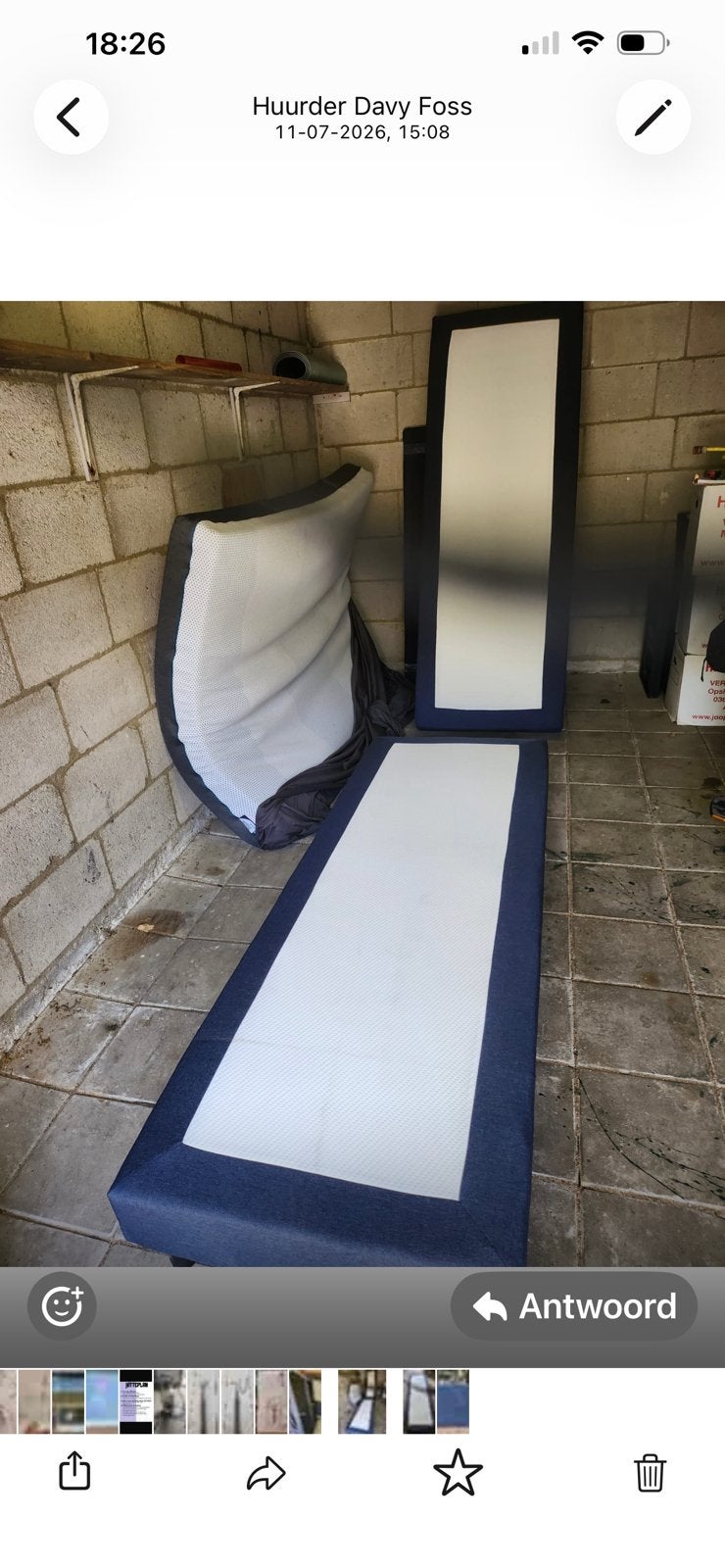 Bed nieuw, 140 x 200 cm., Blauw, Tweepersoons, Zo goed als nieuw, 140 cm