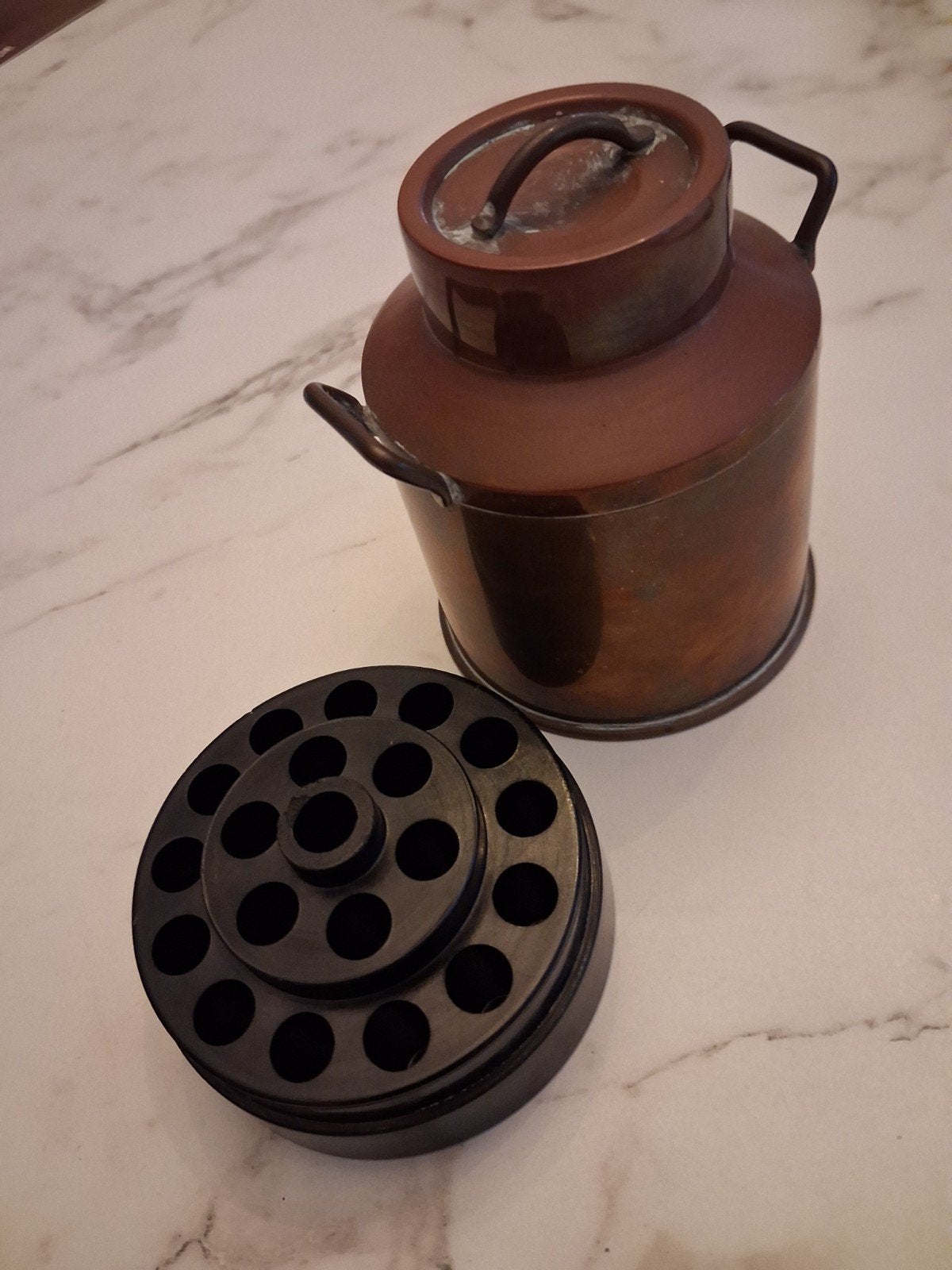 Vintage koperen/bakeliet sigarettenhouder/asbak, Ophalen of Verzenden, Gebruikt, Overige typen