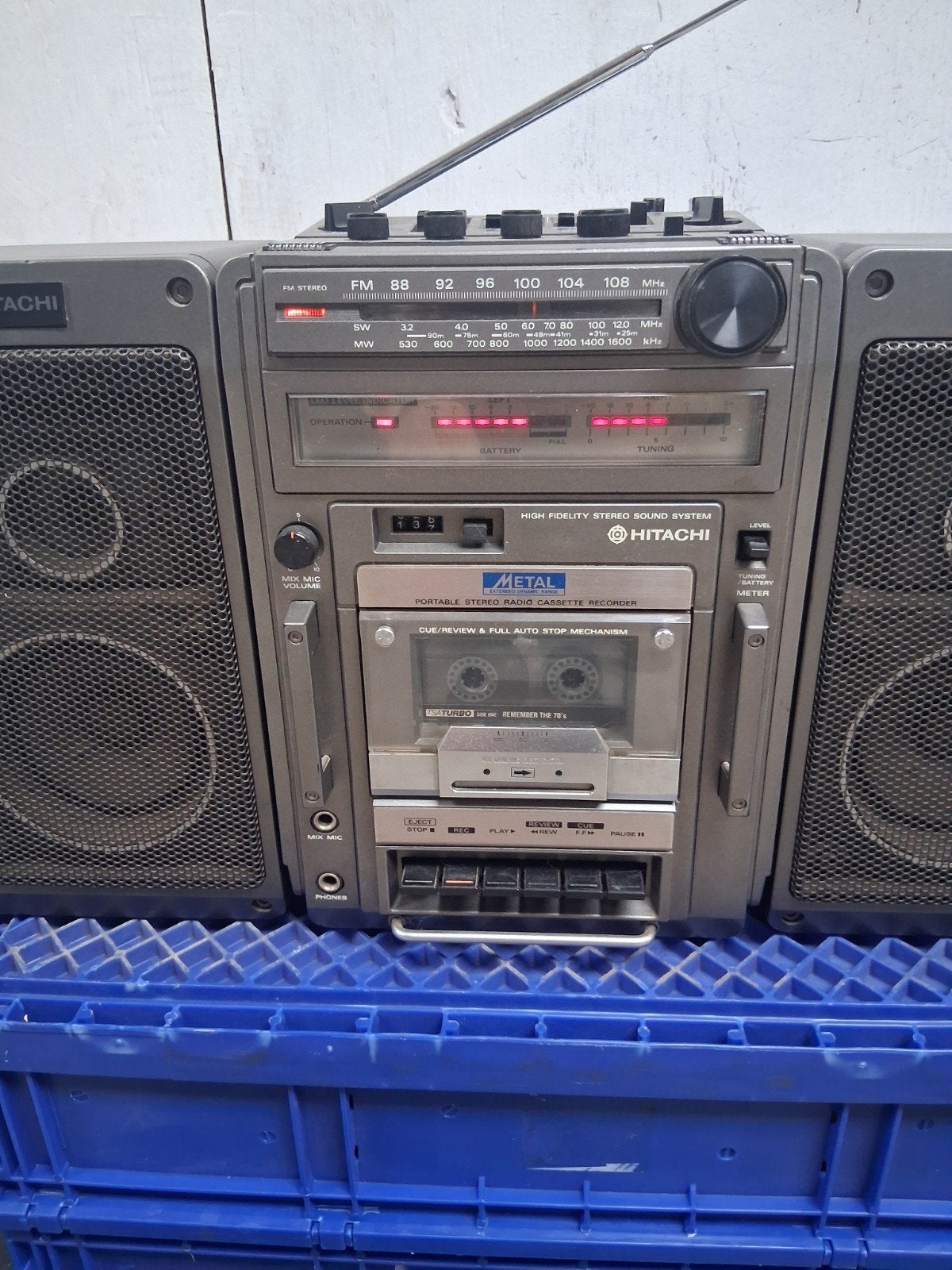 Zeldzame Hitachi TRK-9140W Ghettoblaster - Werkend, Ophalen of Verzenden, Zo goed als nieuw, Radio