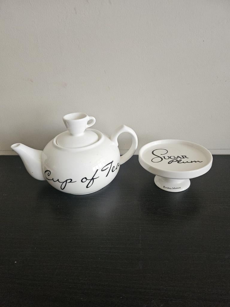 Theepotje met onderzetter riviera maison, Overige typen, Ophalen of Verzenden, Overige stijlen, Glas