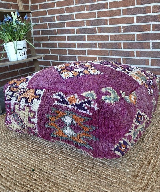 Marokkaanse vintage berber poef, poefs marokko, Huis en Inrichting, Banken | Voetenbanken en Poefen, Ophalen of Verzenden, Nieuw