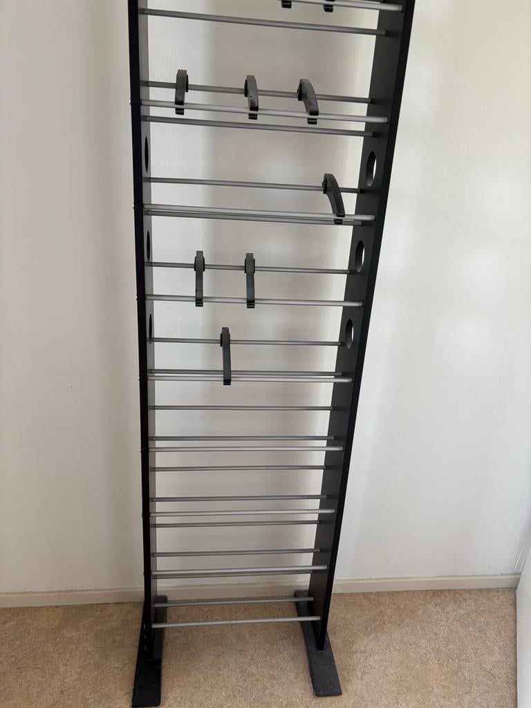 Stijlvol CD/DVD rek - 155x43x15cm - Zwart/Metaal, Ophalen of Verzenden, Zo goed als nieuw
