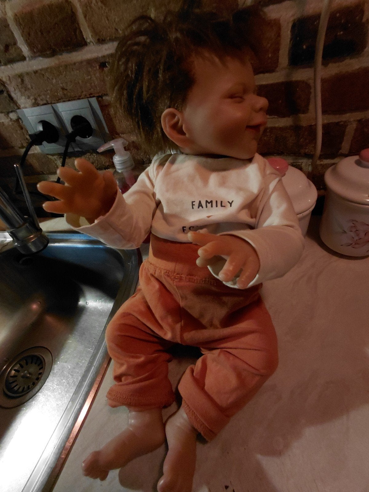 Realistische Reborn Babypop - Lachend Gezichtje, Ophalen of Verzenden, Gebruikt, Babypop
