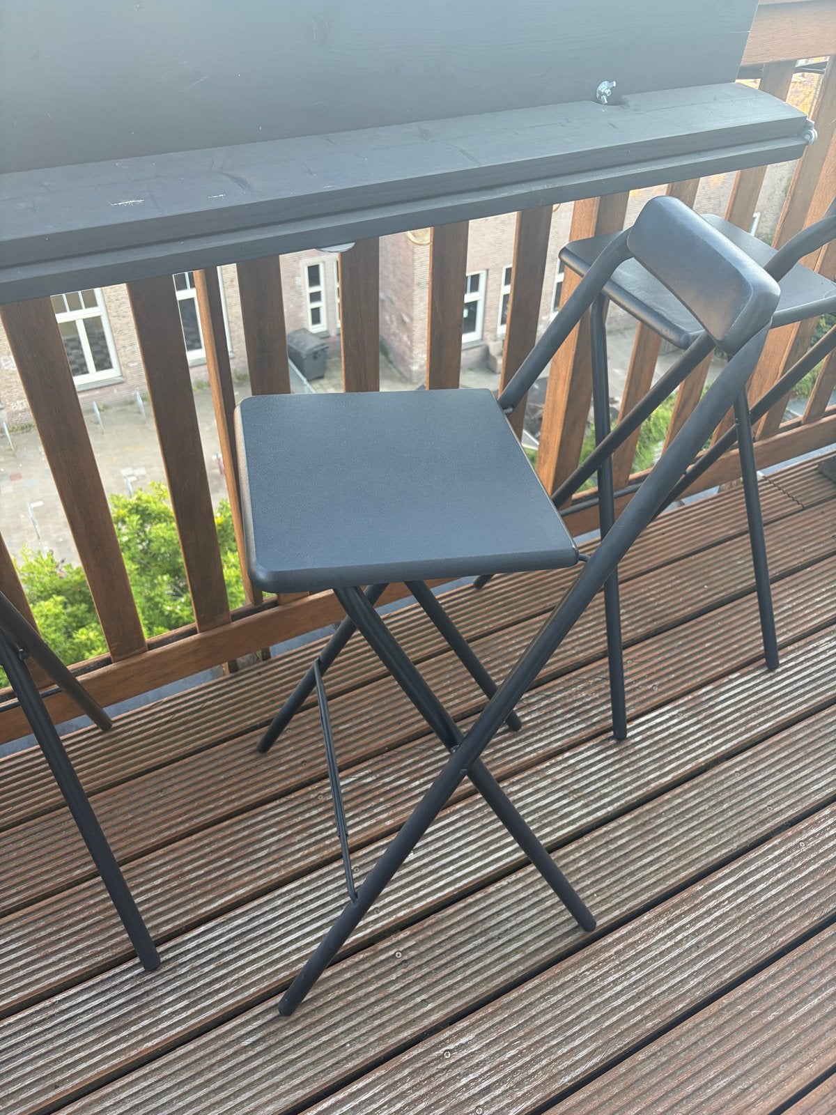 Set van 3 opvouwbare barkrukken - ideaal voor balkon, Huis en Inrichting, Barkrukken, Ophalen, Kunststof, Gebruikt, 60 tot 90 cm