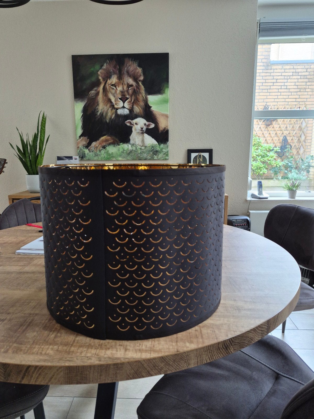 Nieuwe lampenkap (44cm) met koperkleurige binnenkant, Overige typen, Zwart, Rond, Nieuw