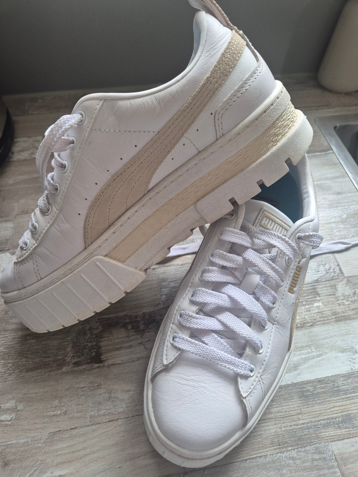 Puma Mayze sneakers wit maat 38.5, Puma, Wit, Ophalen of Verzenden, Sneakers of Gympen