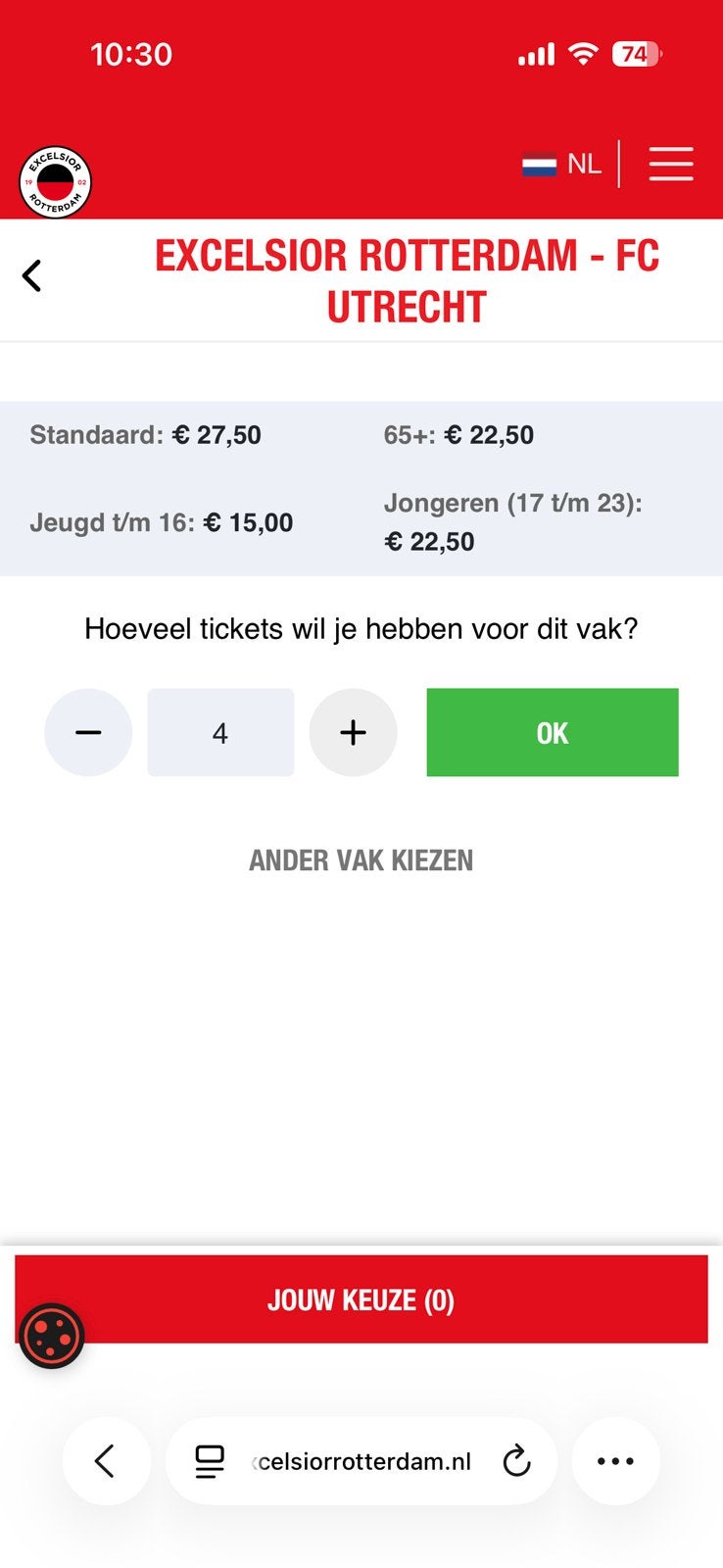 Tickets excelsior-utrecht