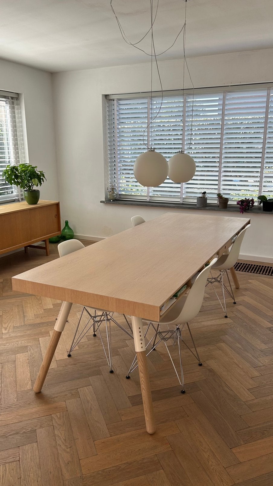 Spectrum Phill design eettafel eiken naturel, Ophalen, 200 cm of meer, 50 tot 100 cm, Zo goed als nieuw