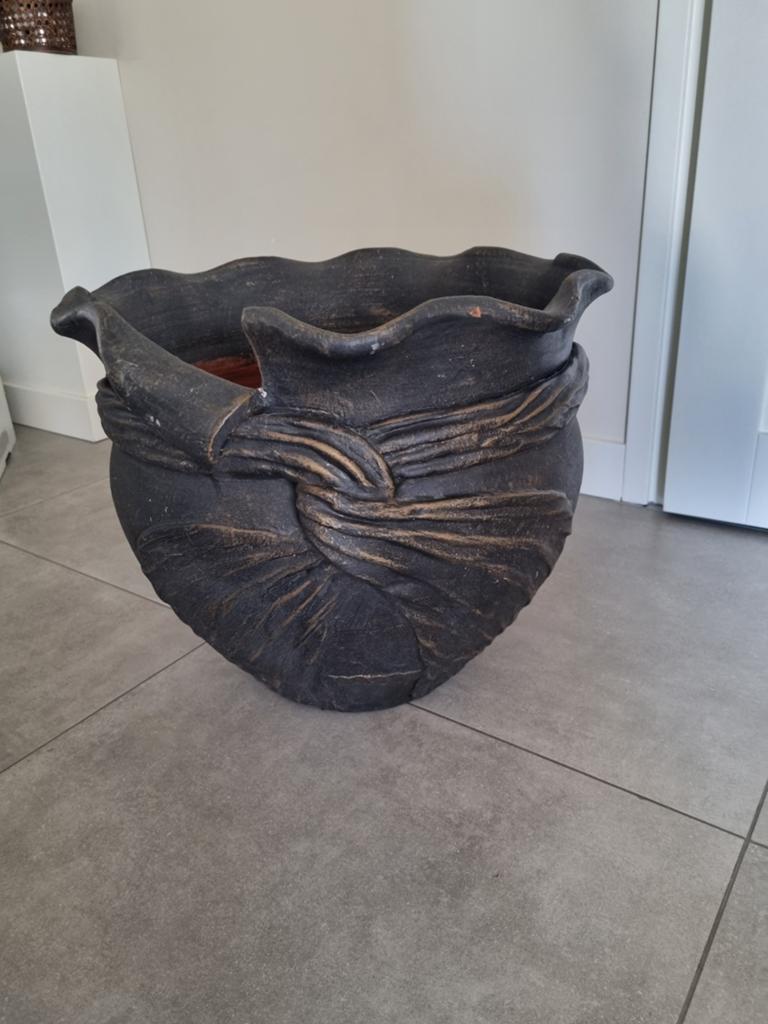 Grote bloempot, Ophalen of Verzenden, Zo goed als nieuw, Rond, Riet