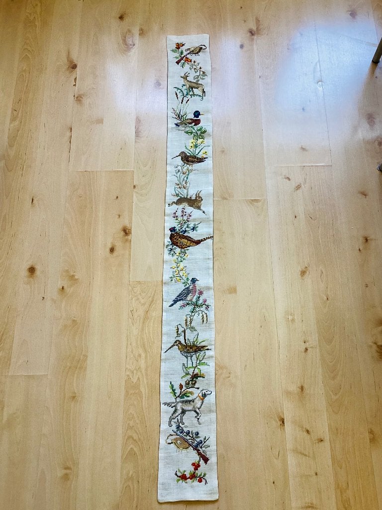 Borduurwerk, zijde, schellekoord, wilde dieren, vintage, Ophalen, Gebruikt, Handborduren, Overige typen