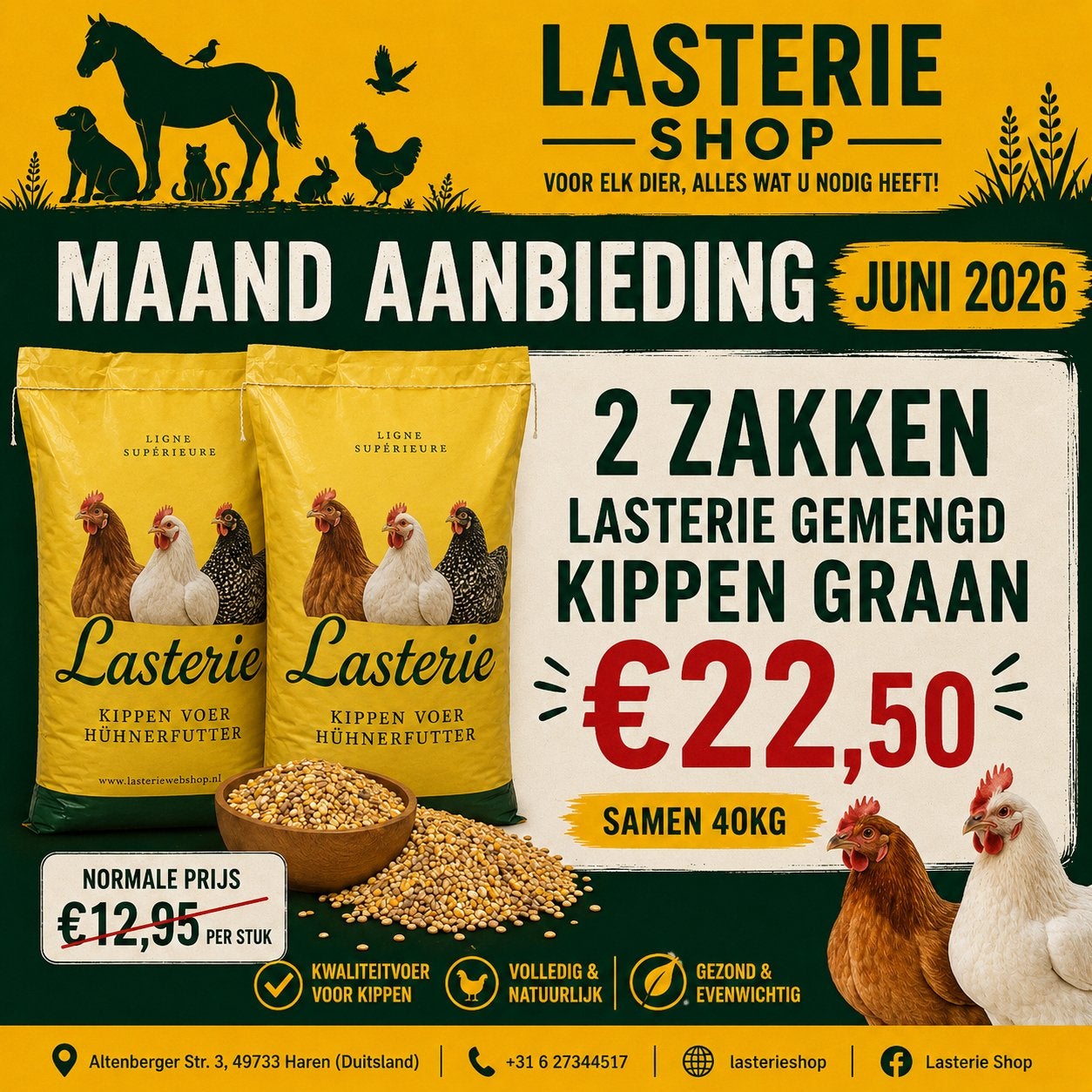 40KG Kippengraan Aanbieding – 2 Zakken voor €22,50!, Dieren en Toebehoren, Vrouwelijk, Kip