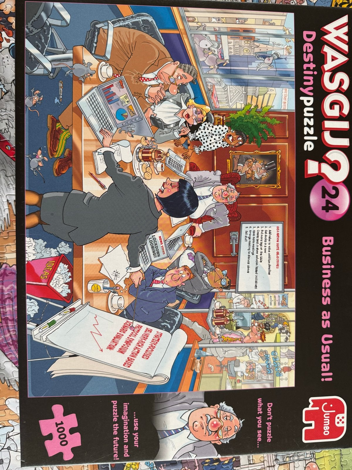 1x gelegd: Wasgij Destiny 24: Business as Usual!, Ophalen of Verzenden, 500 t/m 1500 stukjes, Zo goed als nieuw, Legpuzzel