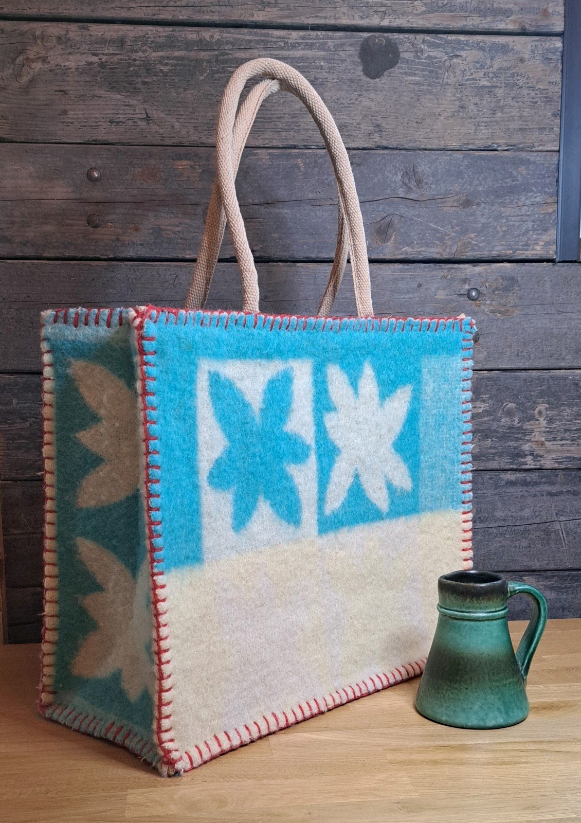 Retro boodschappentas - in blauw, Verzamelen, Retro, Ophalen of Verzenden, Huis en Inrichting