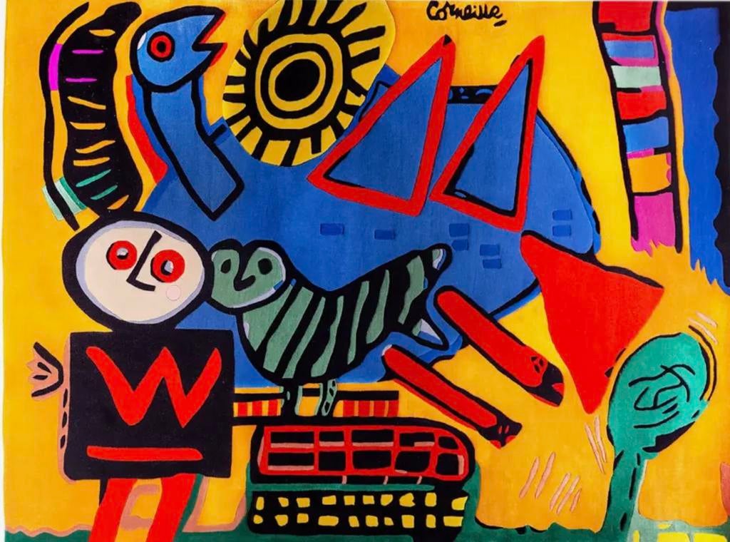 Corneille tapijt Kind en Vogel 280x200, Ophalen, Overige kleuren, Corneille kunst, 200 cm of meer