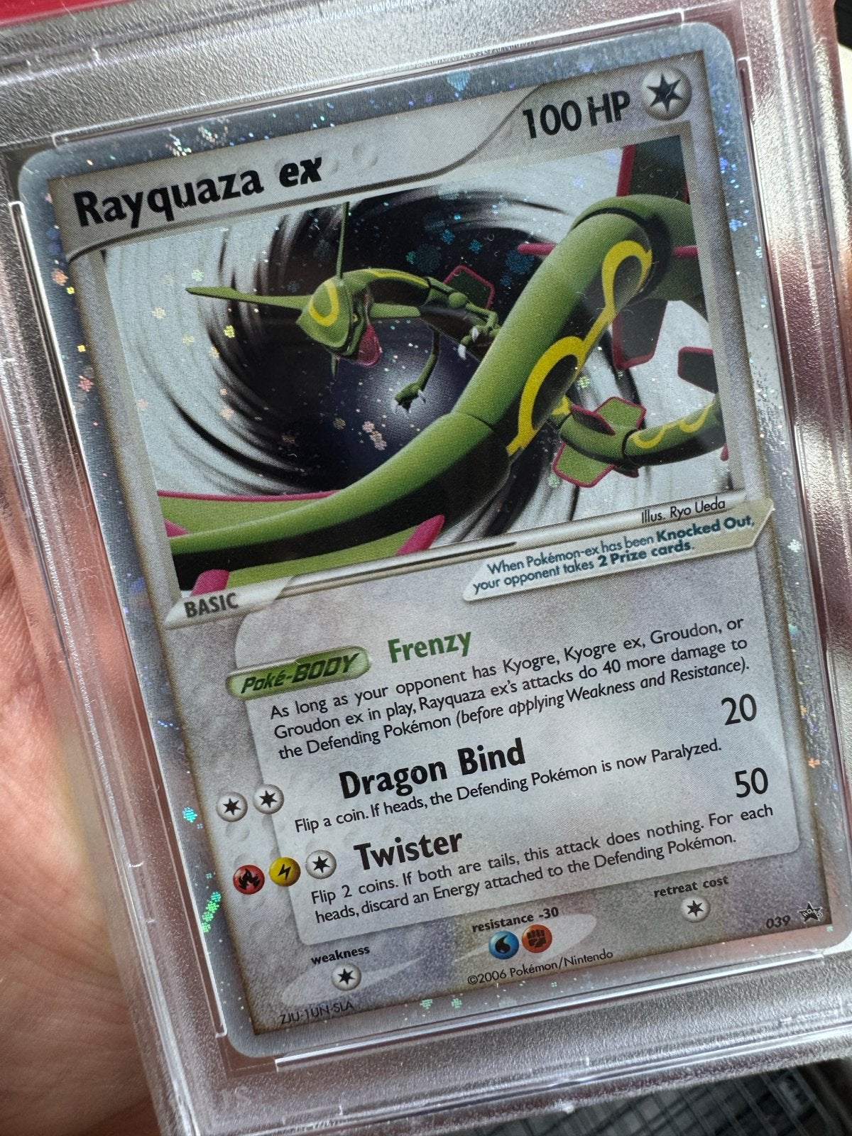Rayquaza ex Holo Black Star Promos PSA 7 Pokémon Kaart, Ophalen, Zo goed als nieuw, Losse kaart, Foil