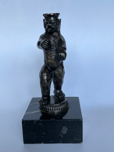 Vintage bronzen beeld beer van berlijn. Sokkel van marmer., Ophalen