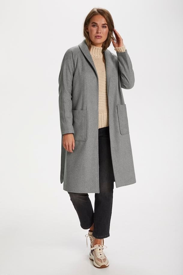 Saint Tropez Grijze Jas met Ceintuur Maat L (NIEUW), Maat 38/40 (M), Nieuw, Ophalen of Verzenden, Grijs