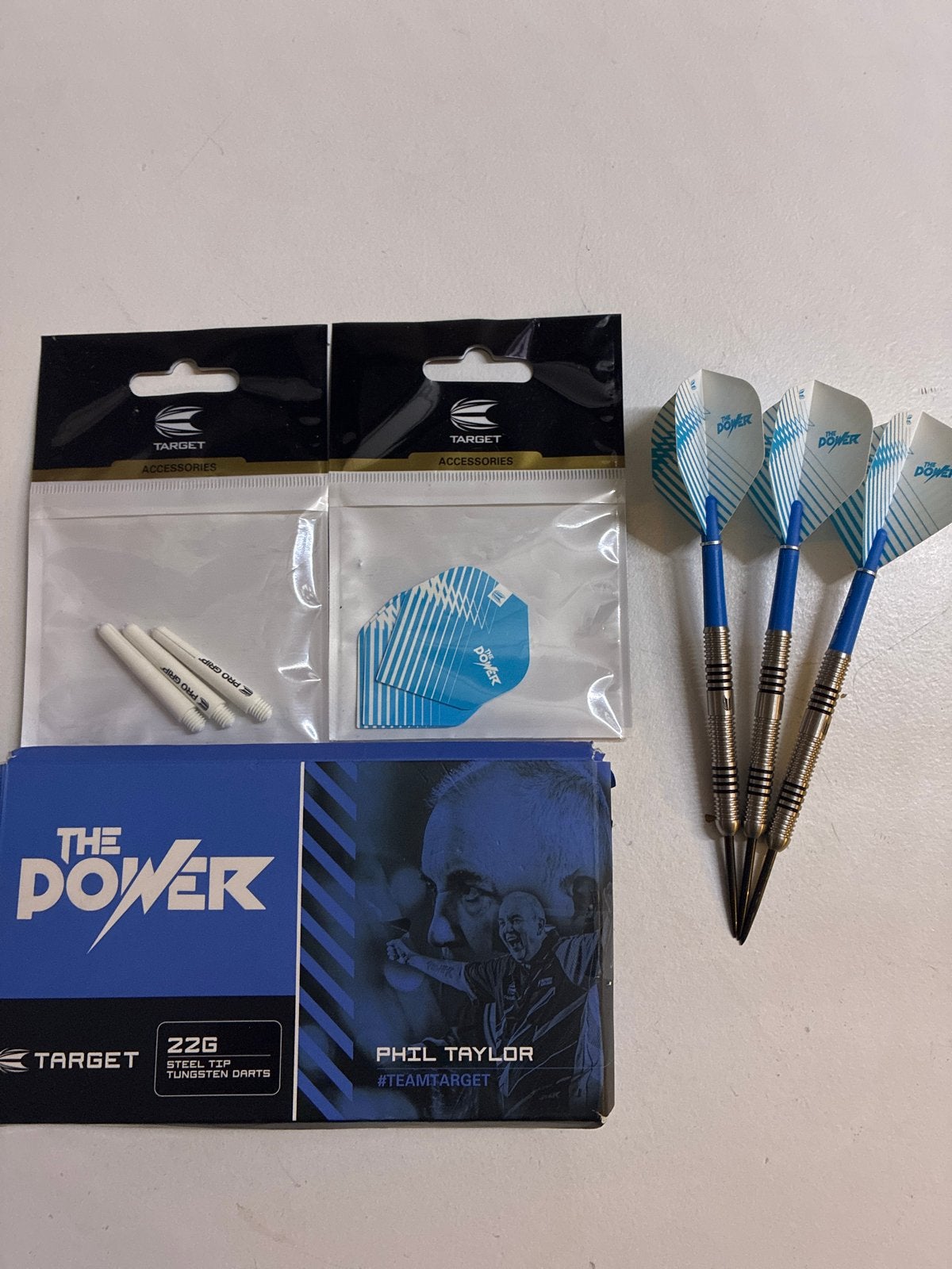 Target Phil Taylor The Power 22G Steel Tip Darts Set, Sport en Fitness, Darts, Zo goed als nieuw, Pijlen, Ophalen of Verzenden
