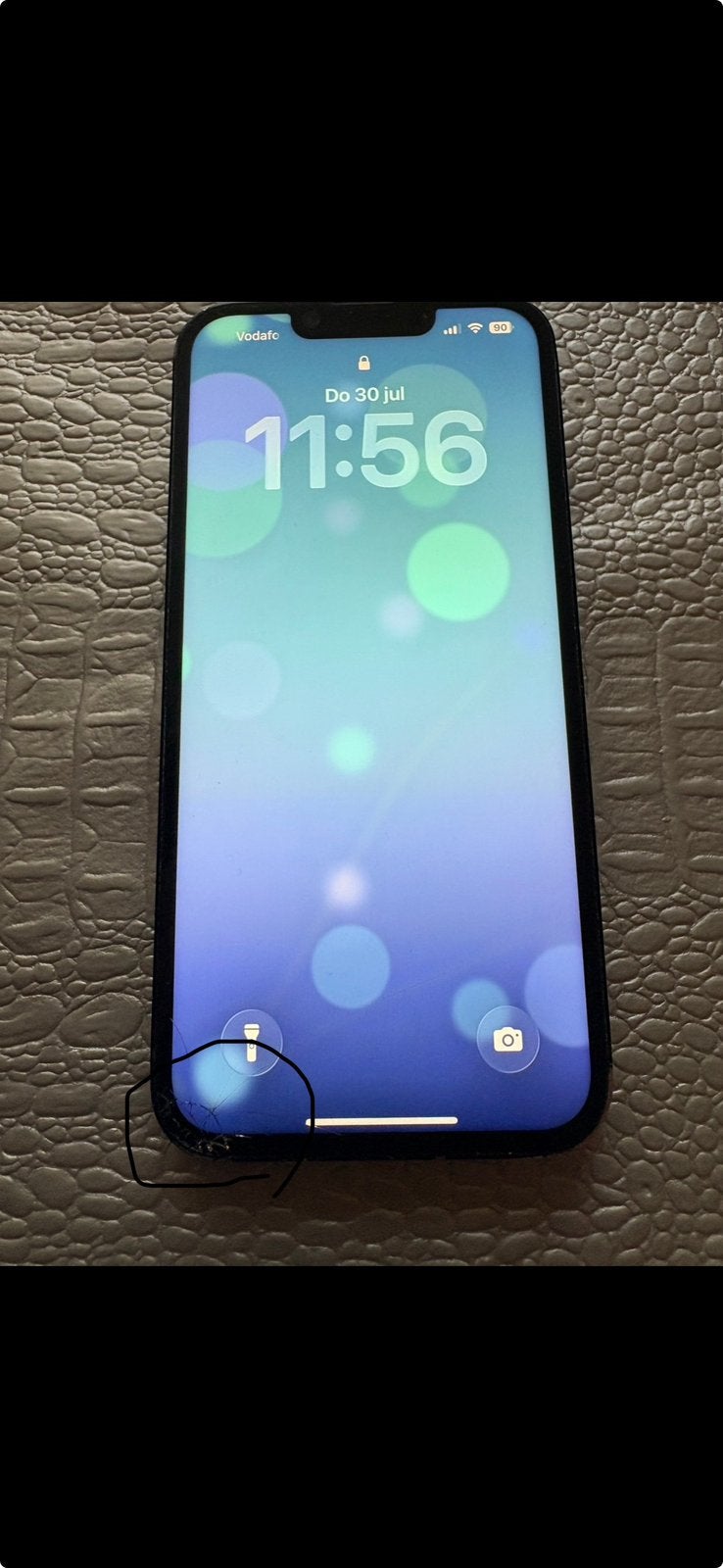 iPhone 14 128GB Zwart | Scherm- en achterkant beschadigd, Ophalen, Zwart, Zonder simlock, Zonder abonnement